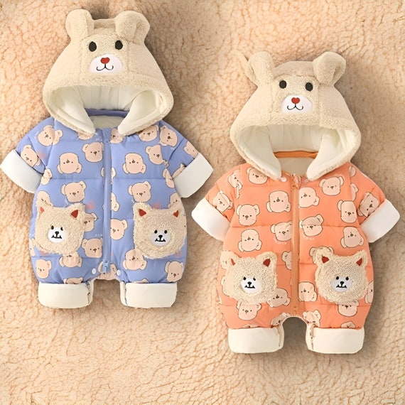 Mono de oso bebe Body de mameluco para bebes con capucha para ninos pequenos ropa de invierno para ninos mamelucos de manga larga para ninas disfraz de oso esponjoso Etsy Espana