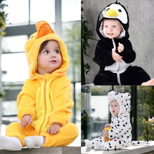 Disfraz de Halloween para bebé, mono unisex con capucha y diseño de animal