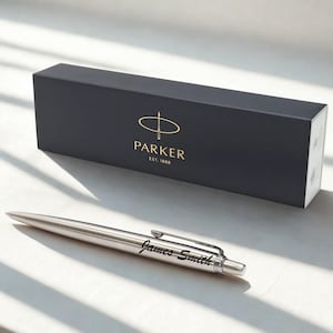 Personalised Parker Jotter Pen – Engraved Stainless Steel Ballpoint, Custom Gift for Graduation, Office, or Executive Keepsake