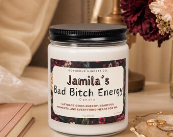 Personalized Candle Gift Custom Name Affirmation Jar Dark Floral Candle Friend Appreciation Present Mindful Message Bridesmaid Thank You