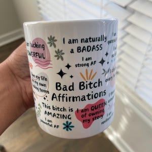 Bad Bitch Affirmations, Bad Bitch Mug, Self Love Mug, Bad Bitch Energy, Daily Reminder Cup, Swear Mug, Swear Affirmation, Positive Vibes Mug