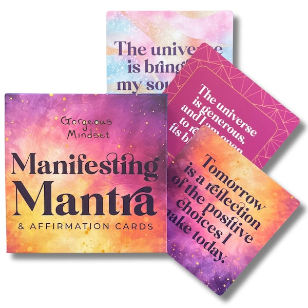 Tarjetas de Afirmación, Mantras de Manifestación, Baraja de Salud Mental, Notas de Autocuidado, Tarjetas de Positividad, Regalo de Manifestación