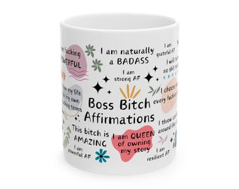 Boss Bitch Affirmations, Boss Bitch Mug, Self Love Mug, Boss Bitch Energy, Daily Reminder Cup, Swear Mug, Swear Affirmation, Sweary Mug