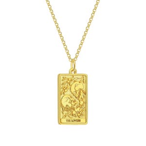 The Lovers Tarot Card Silver Necklace