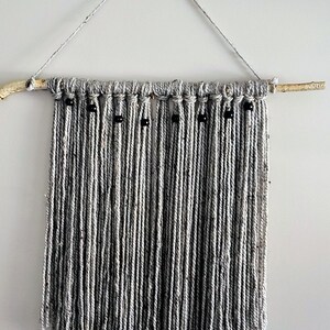 Bohemian Yarn Wall Hanging, Light + Dark Gray, Brown Blend