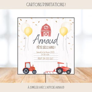 Invitation card, party, rsvp, birthday, farm, tractor, truck, personalized