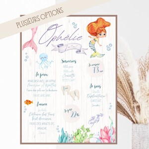 Personalized first birthday poster, Mermaid, Ocean, sea, boho, animals, jellyfish, neutral, colorful, watercolor, one year, party