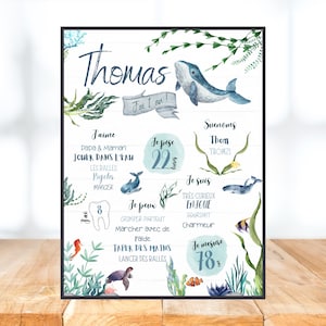 Personalisiertes Poster zum ersten Geburtstag Meer, Ozean, Fisch, 1 Jahr, ein Jahr, Party