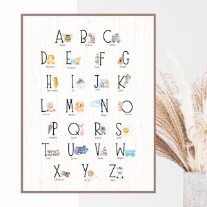 French-speaking abecedary, alphabet, educational poster, classroom poster, daycare poster, ABC, CPE, playroom, child's room