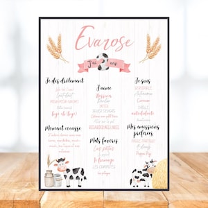 Personalized first birthday poster, Cow, ON THE FARM, Boho, boho, animals, one year, two years, party