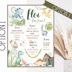 Personalized birthday poster, DINOSAURS, Dino, party, one year