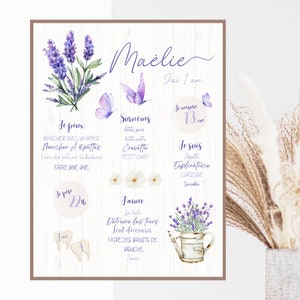 Personalized first birthday poster, Boho, flower, boho, lavender, neutral, butterfly, mauve, purple, one year, party