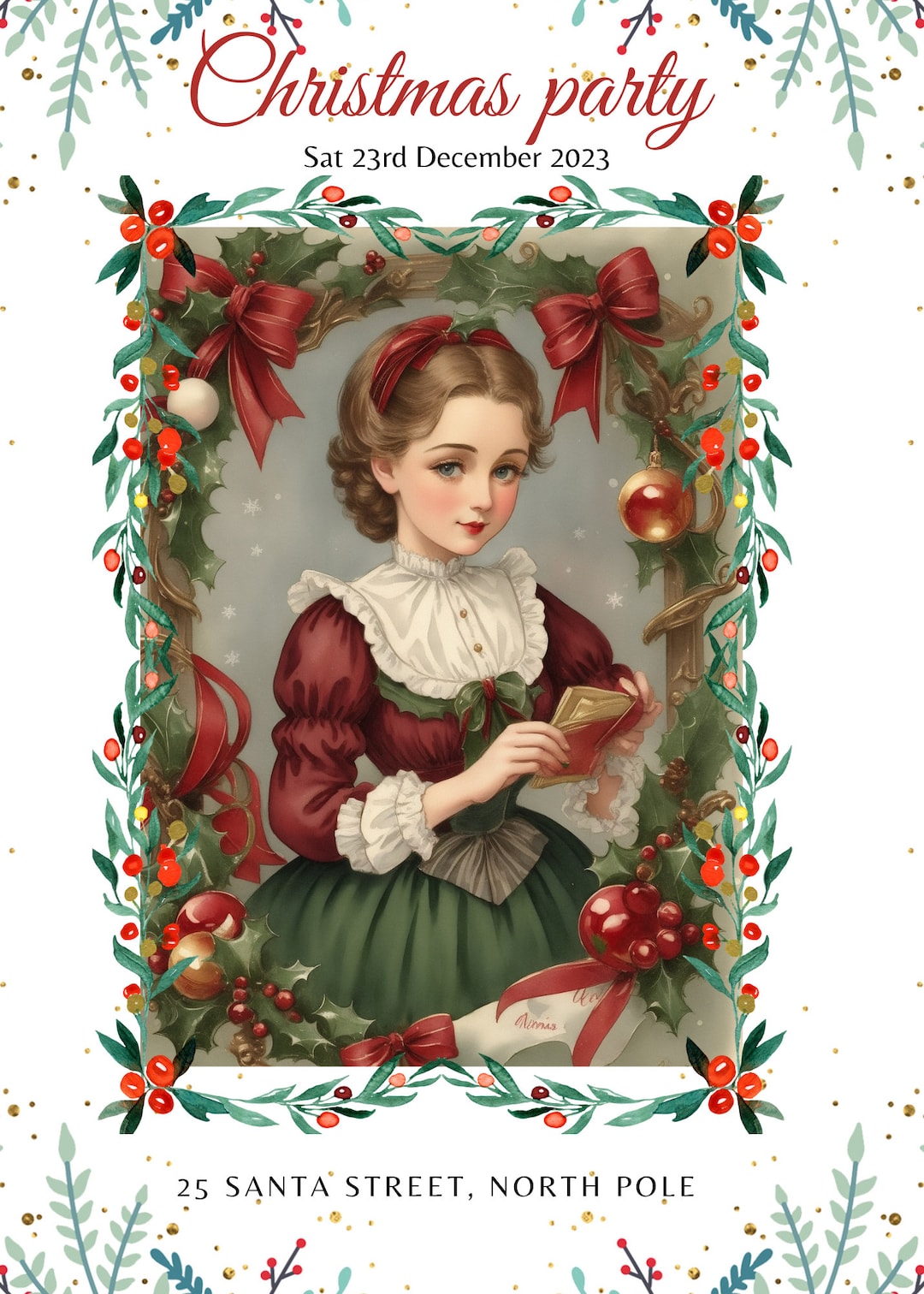 Vintage Christmas Party Invitation Pdf Download - Etsy