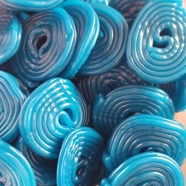 Blue raspberry wheels, blue mix, sweet treats, birthday sweets, 100g bag, 500g bag, make your own, build your own mix, pick and mix