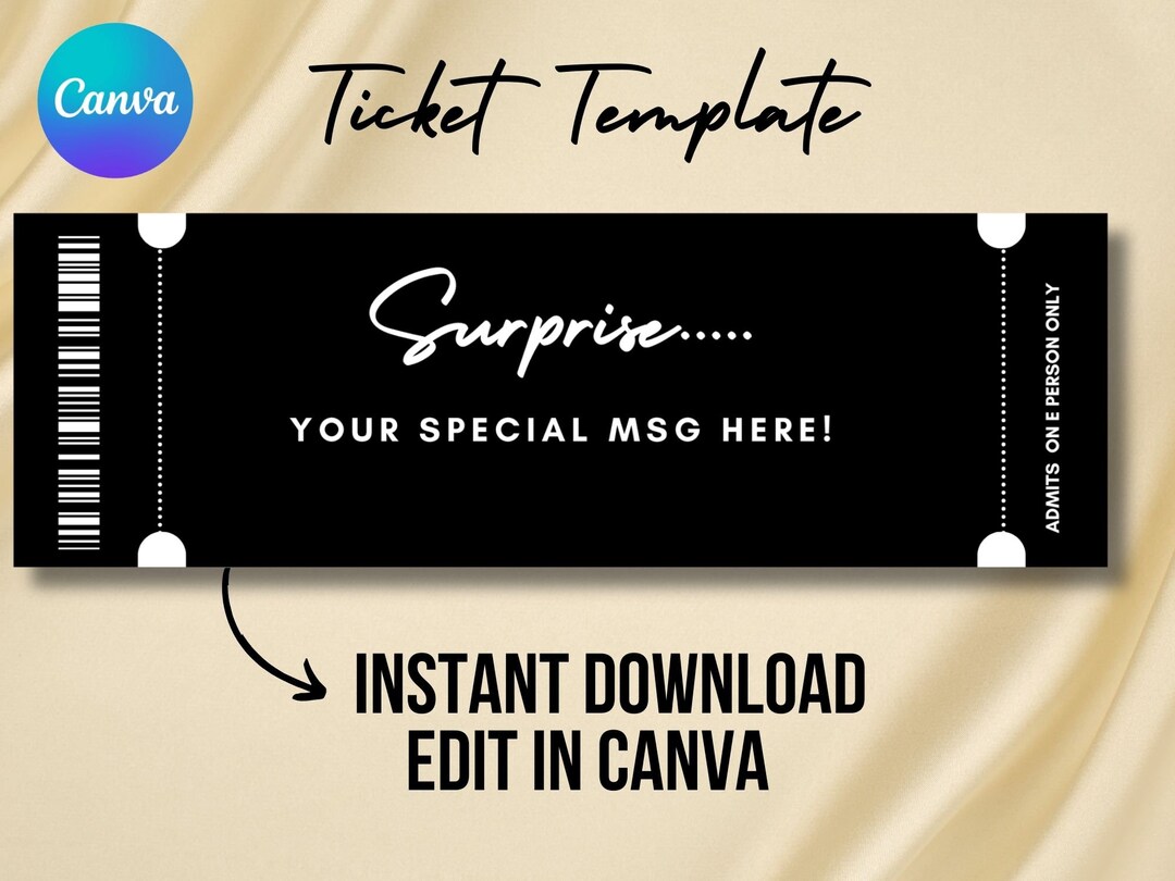 Editable Surprise Trip Ticket, Surprise Boarding Coupon Pass, Event ...