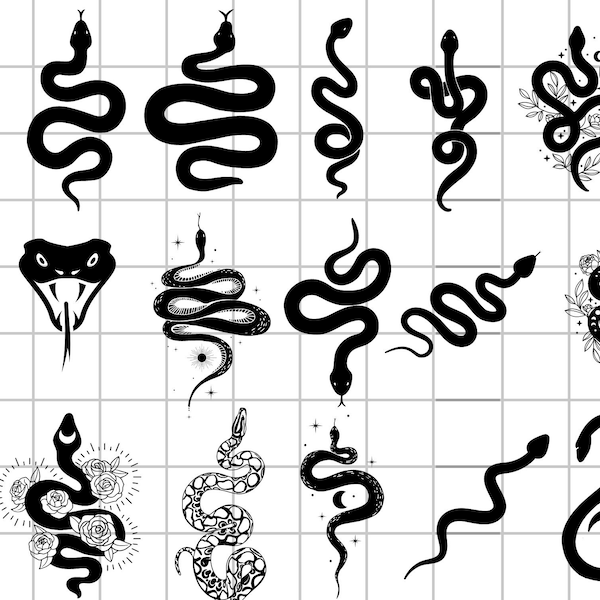 Snake SVG-bundel | Bloemenslang SVG | Hemelse slang SVG | Slang met bloemen SVG | Mystieke slang SVG | Slang Clipart | Slangsilhouet |