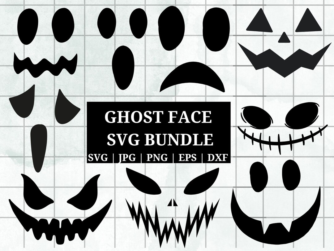 Ghost Face SVG Bundle, PNG, Halloween Svg, Cricut, Ghost Design, Cute ...
