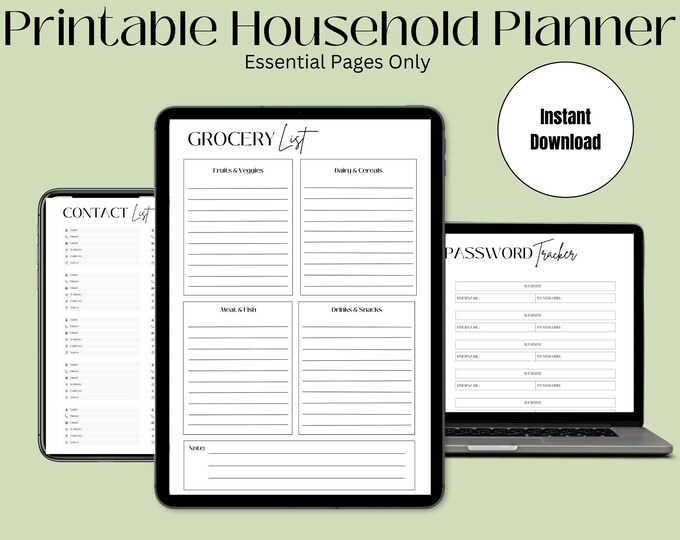 Home Planner Printable Household Binder Home Management Binder Family ...