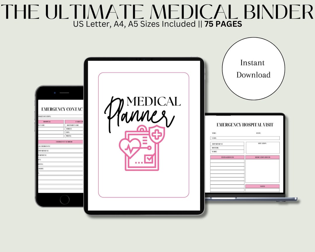 Medical Binder Medical Planner Printable Inserts Health Information ...