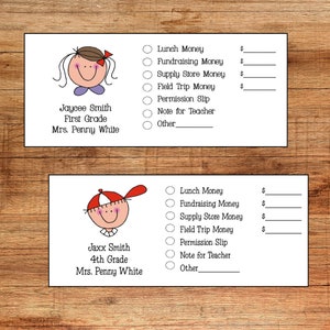 Personalized School Envelopes Set - Lunch Notes, Money Envelope, Organizer for Teachers, Moms, and Kids, Back to School