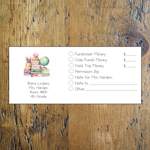 Back to School Custom School Envelopes Set - Lunch Notes, Money Envelope, Organizer for Teachers, Moms, and Kids