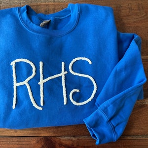 Embroidered Custom Crewneck Sweatshirt/Embroidered Sweatshirt/Custom Sweatshirt/School Team/School Mascot/ School Colors Sweatshirt