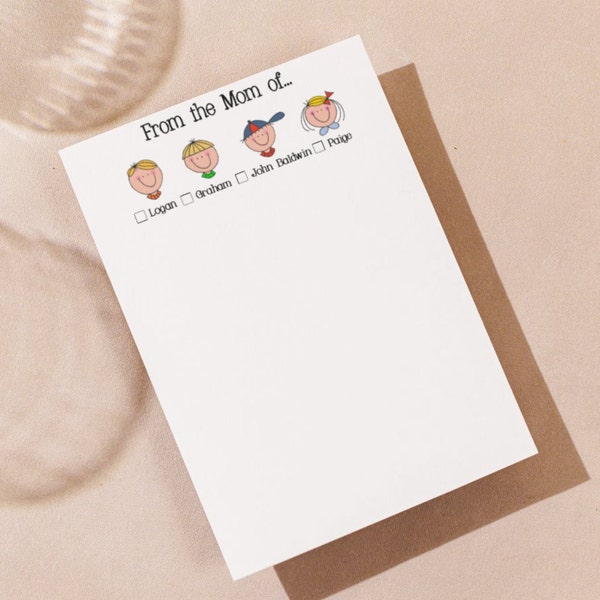 Mom Notepads - Family Doodle Notepad - Personalized Notepad for Mother - Personalized Mom Stationery - Gift for Mom - Stick figure faces