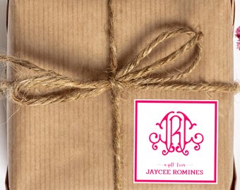 Personalized Family Monogram Gift Tag Stickers: Square Enclosure Cards