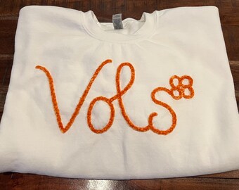 Personalized VOLS Crewneck Sweatshirt - Custom School Team Mascot - Embroidered Sweatshirt Design