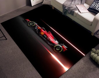 Formula Rug, Red Car Rug, Young Room Rug, Sport Cars Rug, Game Room Rug, Home Decor Carpet, Gift for Formula Fans, Sport Room Rug