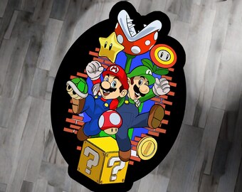 Mario Rug, Mario Karma, Video Game Rug, Minimalistisch Tapijt, Speelkamer Rug, Kinderkamer Rug, Anime Rug, Populair Tapijt, Wasbaar Tapijt, Custom Rug