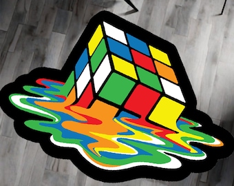 3D Rubik's Cube Rug, Melting effect Decorative Carpet, Colorful Home Decor