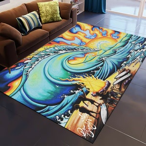 3x4 Rug, Surfer Rugs for Living Room Bedroom, Surfboard Area Rug & Bedroom  Decor, Washable Non Slip Soft Low Pile Indoor Carpet, Home Decorative