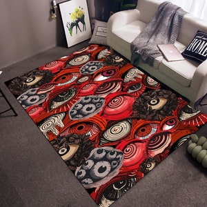 Eye Pattern, Horror Scare Eye Rug, Gothic Area Rug, Red Rug, Soul Rug, Fear Rug, Decor Rug, Personalized Gift, Aesthetic Rug,Fantastic Rug,