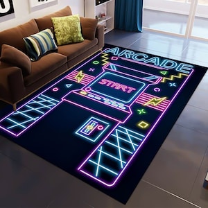 Arcade Rug, Young Room Carpet, Game Room Rug, Video Game Carpet, Player Arcade Rug, Modern Rug, Popular Rug, Retro Game Rug