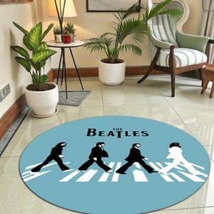 The Beatles, The Beatles Rug, Rock Band ,Music Rug, Fan Rug, Best Selling The Beatles Rug,Non Slip Rug,Living Room Rug, Customized Round Rug
