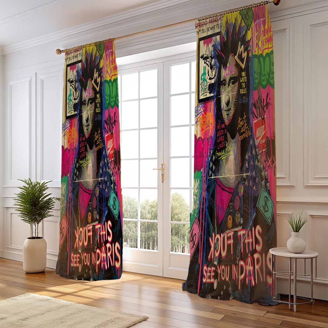 Punk Rock Aesthetic Window Curtains, Urban Rebel Home Decor, Leather ...