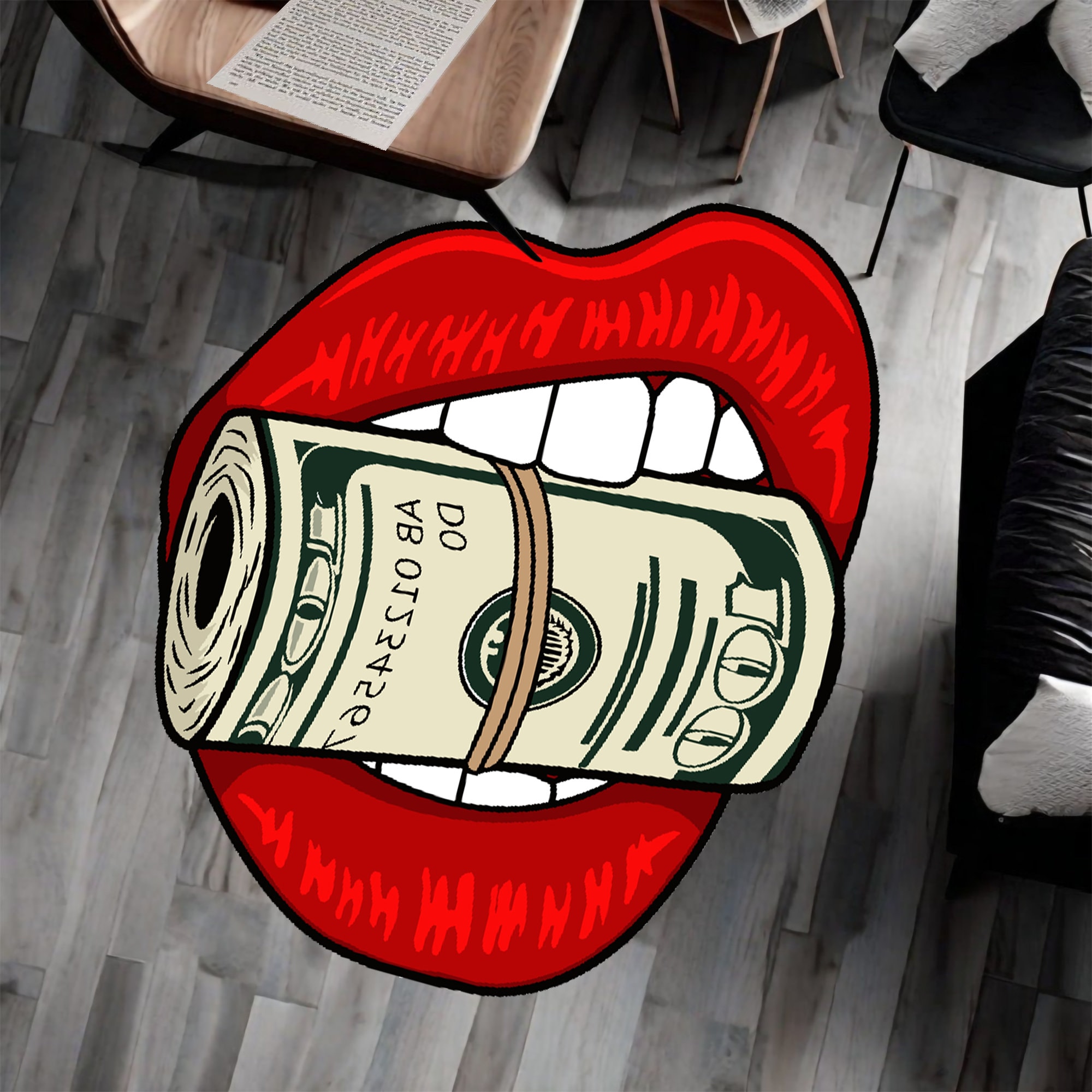 Red Lips Dollar Sign Rug: Modern Pop Art Decor - Etsy