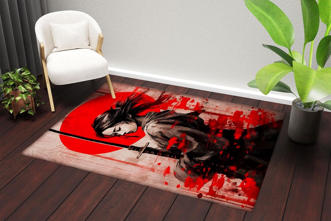 Samurai Woman Area Rug: Japanese Art Decor - Etsy