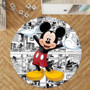 Micky Maus Teppich, Runder Teppich, Kinderzimmerteppich, Babyzimmer Dekor, Beliebter Teppich, Kinderzimmerteppich, Geschenk für Kinder, rutschfest