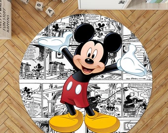 Mickey Mouse Round Rug: Kids Nursery Decor, Non-Slip