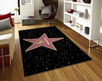 Fame Rug, Personalized Rug, Hollywood Rug, Walk Of Fame Rug, Hollywood Celebrity Star Custom Name Rugs, Gift for woman, Star Rug,Nursery Rug