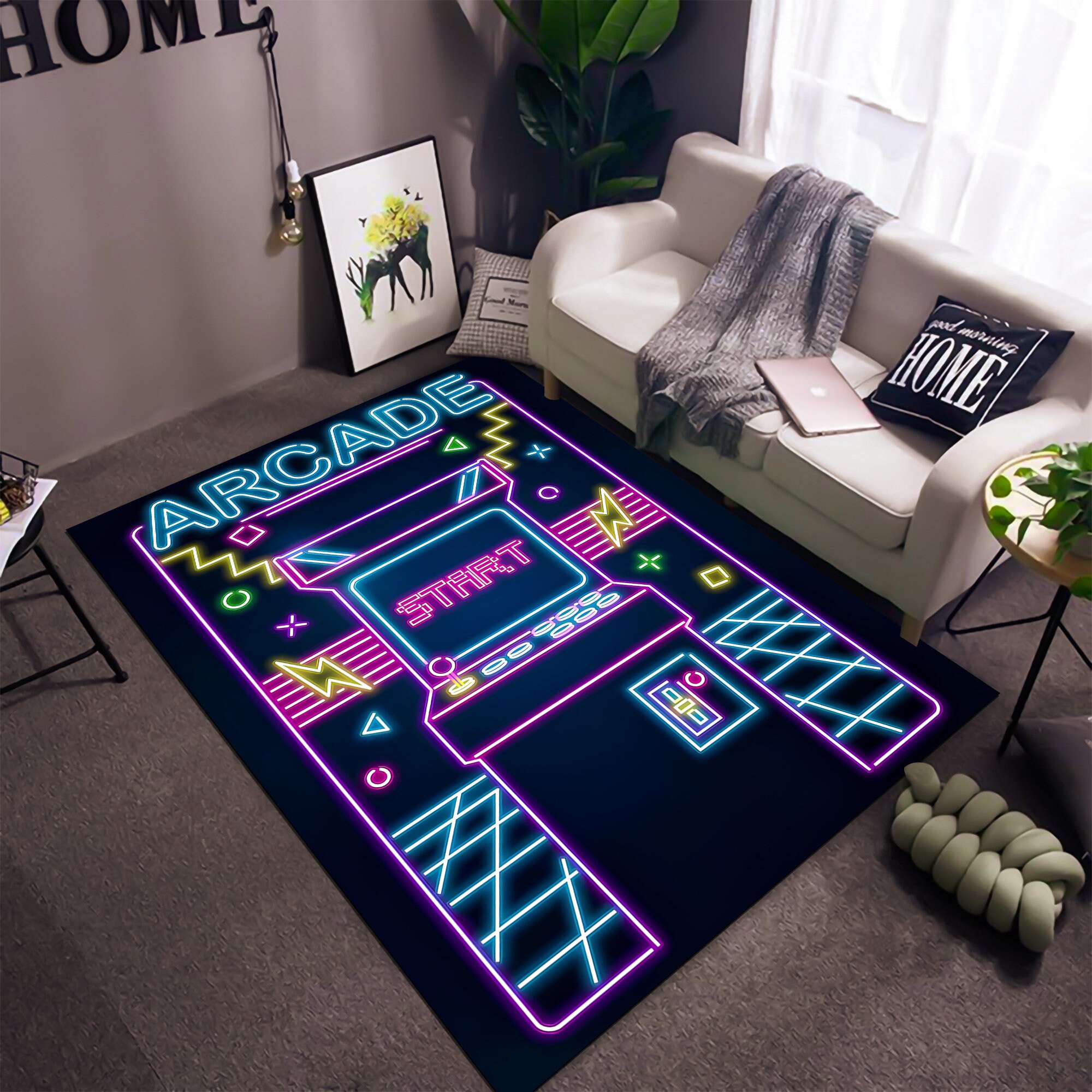 Modern Arcade Room Rug Retro Arcade Game Rug: Modern Gamer Room Carpet - Etsy Australia