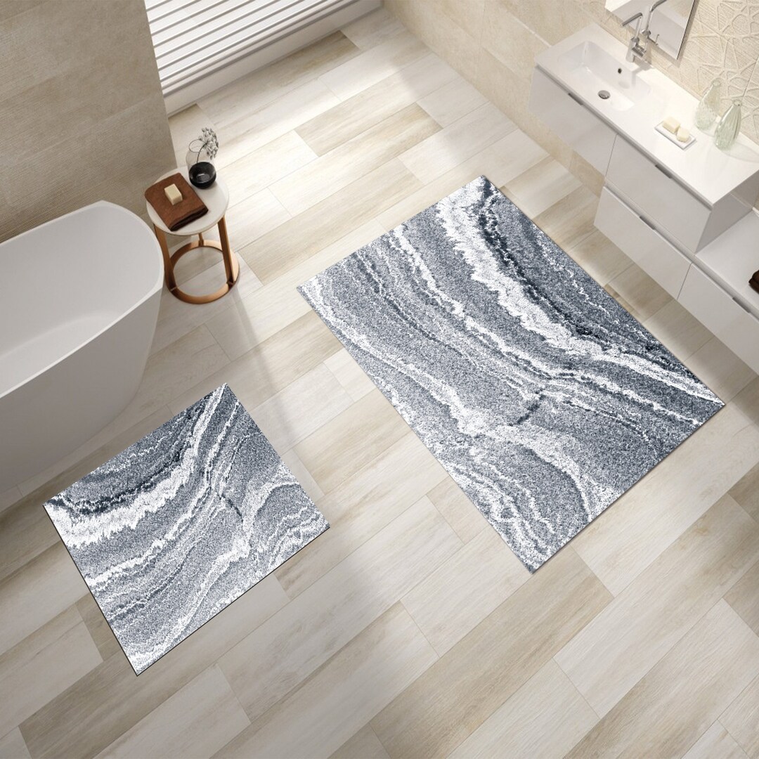 Set of 2 Bathroom Rug, Anti Slip Floor Mat, Non Slip Door Carpet ...