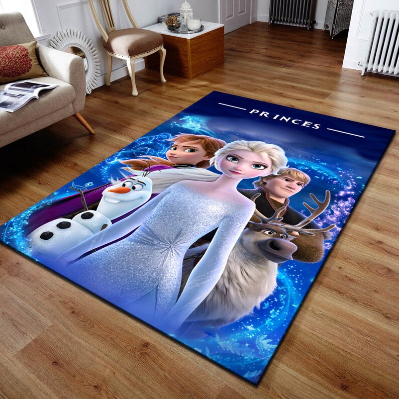 Elsa Rug: Frozen Cartoon, Kids Room Decor, Washable Cotton - Etsy