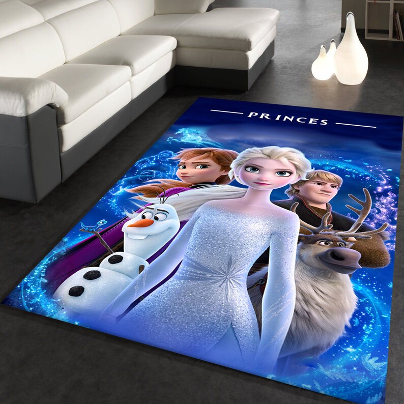 Elsa Rug: Frozen Cartoon, Kids Room Decor, Washable Cotton - Etsy
