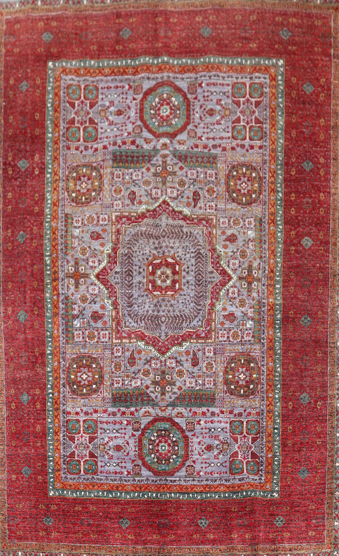 6x8 Turkish Mamluk Rug Red Afghan Hand Knotted Natural Veg Dyes Wool ...