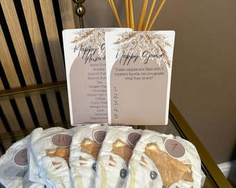 Pampas Nappy Game for Baby Showers - Includes 5 Nappies, Answer Sheets & Filling Ideas