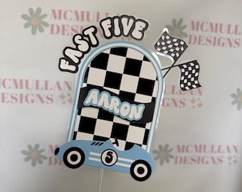Fast Five Racing Car Theme, Personalised Birthday Cake Topper.