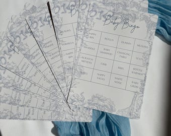 Blue Safari Baby Shower Bingo Game - Pack of 10